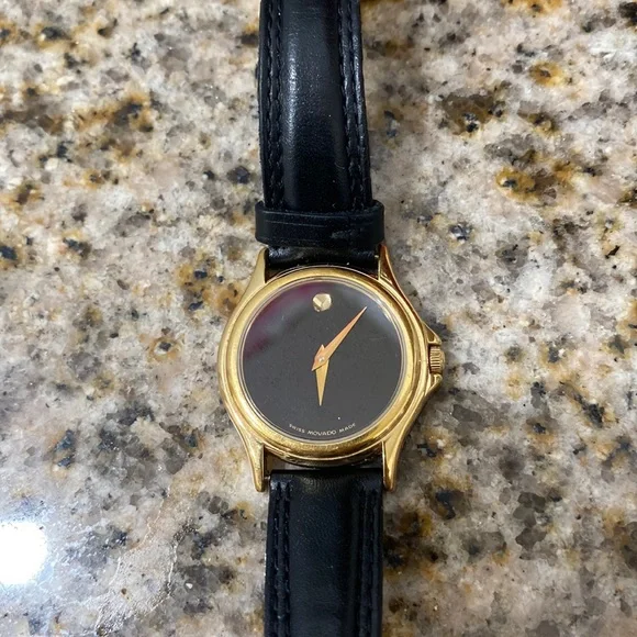 Vintage Black Movado watch Vintage Movado Black Stainless Steel Watch - Etsy main image 4